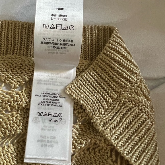 NWT Lauren Ralph Lauren Linen Blend Women Knit Poncho Gold Size S/M  $195 - Picture 12 of 16